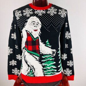 Ugly Christmas Sweater YETI Bigfoot Sasquatch Large Shirt